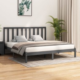 Rama łóżka, szara, lite drewno sosnowe, 180x200 cm, Super King