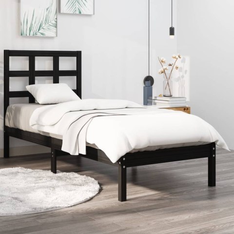 Rama łóżka, czarna, lite drewno, 100 x 200 cm
