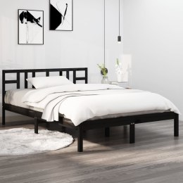 Rama łóżka, czarna, lite drewno, 140x200 cm