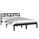 Rama łóżka, czarna, lite drewno, 140x200 cm