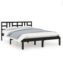 Rama łóżka, czarna, lite drewno, 200 x 200 cm