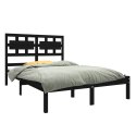 Rama łóżka, czarna, lite drewno, 140x190 cm
