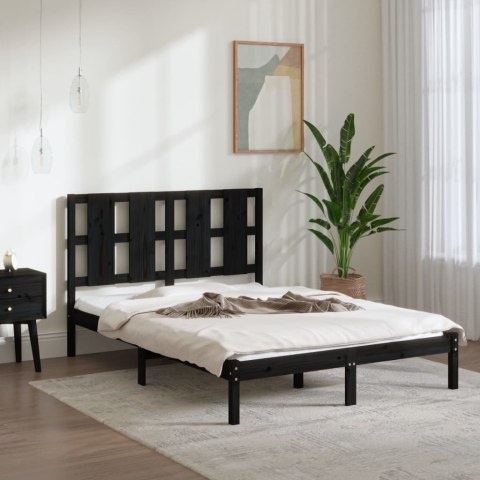 Rama łóżka, czarna, lite drewno sosnowe, 140x190 cm
