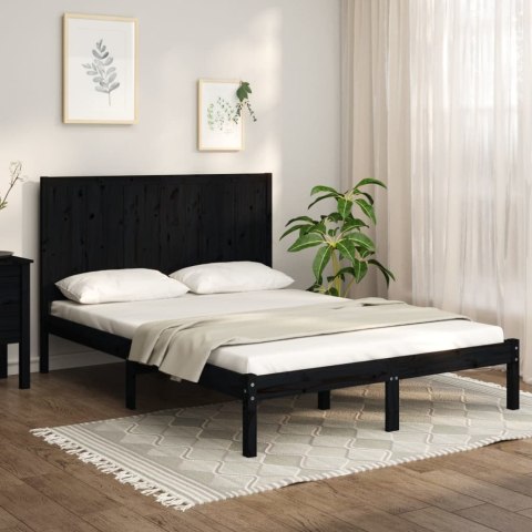 Rama łóżka, czarna, lite drewno sosnowe, 120 x 200 cm