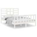 Rama łóżka, lite drewno, biała, 135x190 cm, podwójna