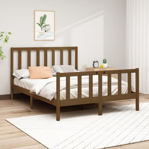 Rama łóżka, miodowy brąz, drewno sosnowe, 150x200 cm, King Size