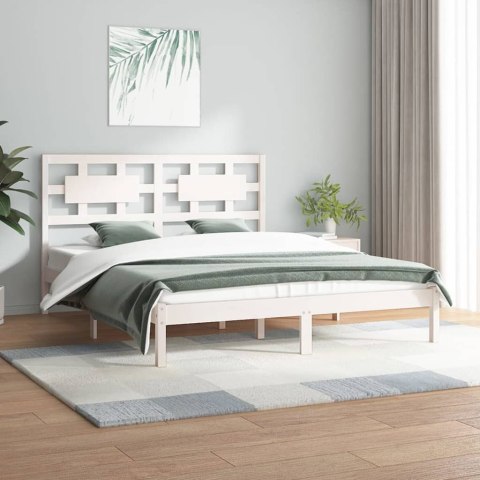 Rama łóżka, biała, lite drewno sosnowe, 160 x 200 cm