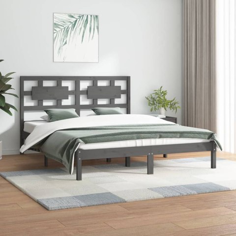 Rama łóżka, szara, lite drewno sosnowe, 160 x 200 cm