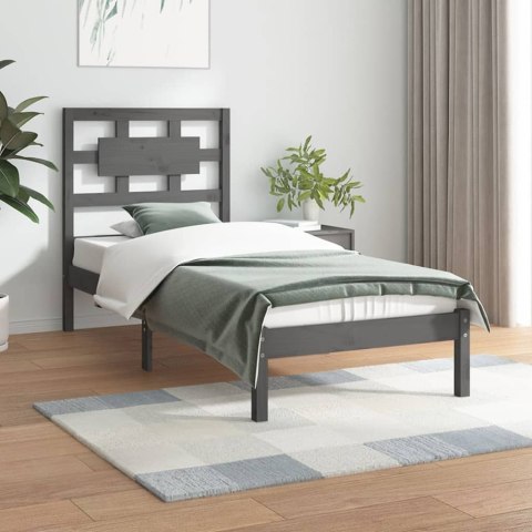Rama łóżka, szara, lite drewno sosnowe, 90x200 cm