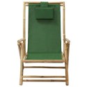 Fotel rozkładany, zielony, bambus i tkanina