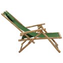 Fotel rozkładany, zielony, bambus i tkanina