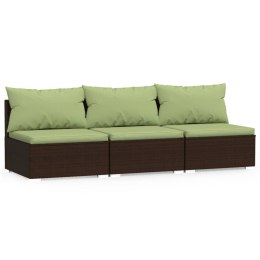 3-osobowa sofa ogrodowa z poduszkami, polirattan, brązowa