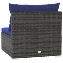 3-osobowa sofa ogrodowa z poduszkami, szary rattan PE