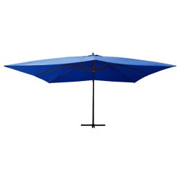 Wiszący parasol z drewnianym słupkiem, 400x300 cm, lazurowy