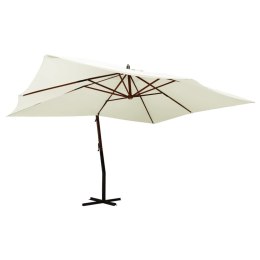Wiszący parasol z drewnianym słupkiem, 400x300 cm, piaskowy