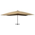 Wiszący parasol z drewnianym słupkiem, 400x300 cm, taupe