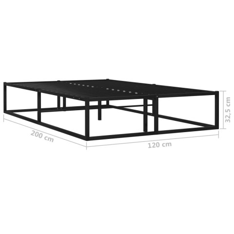 Rama łóżka, czarna, metalowa, 120 x 200 cm