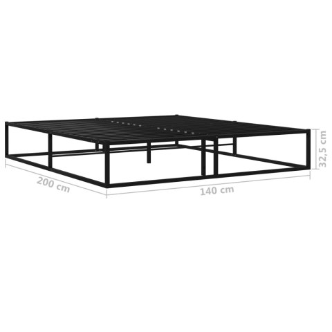 Rama łóżka, czarna, metalowa, 140 x 200 cm