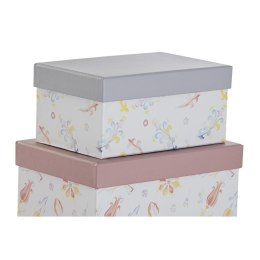 Zestaw pudełek do łączenia w organizer DKD Home Decor Różowy Liliowy Wielokolorowy Karton (43,5 x 33,5 x 15,5 cm)