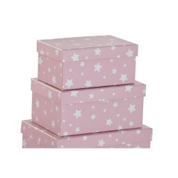 Zestaw pudełek do łączenia w organizer DKD Home Decor Biały Dziecięcy Jasnoróżowy Karton (43,5 x 33,5 x 15,5 cm)