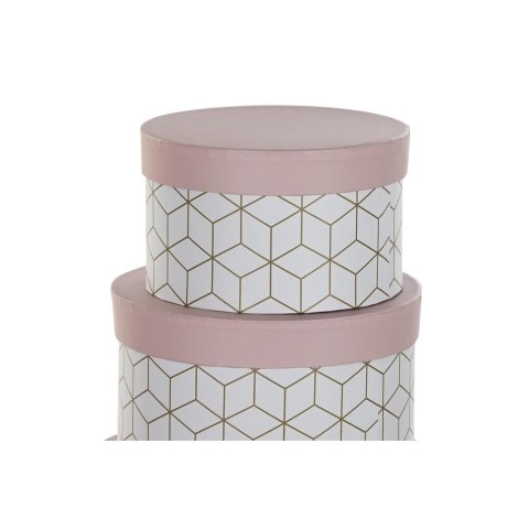 Zestaw pudełek do łączenia w organizer DKD Home Decor Okrągły Różowy Karton Zestaw pudełek do łączenia w organizer DKD Home Decor Okrągły Różowy Karton