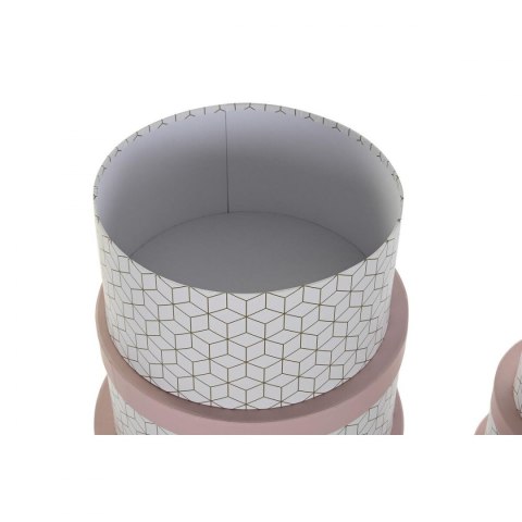 Zestaw pudełek do łączenia w organizer DKD Home Decor Okrągły Różowy Karton Zestaw pudełek do łączenia w organizer DKD Home Decor Okrągły Różowy Karton