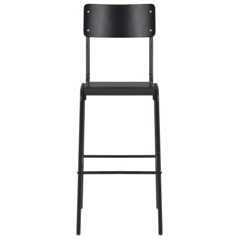 Krzesła barowe, 2 szt., czarne, sklejka i stal
