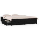Rama łóżka z szufladami, czarna, 135x190 cm, podwójna