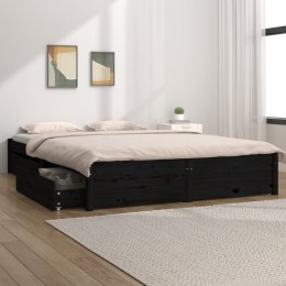 Rama łóżka z szufladami, czarna, 140x200 cm
