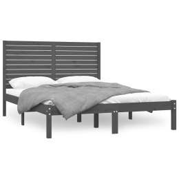 Rama łóżka, szara, lite drewno, 120x200 cm