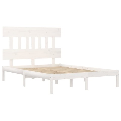 Rama łóżka, biała, lite drewno, 200x200 cm