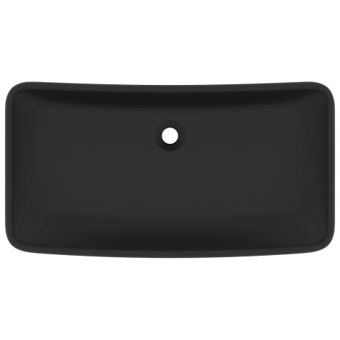 Umywalka prostokątna, matowa czerń, 71x38 cm, ceramiczna