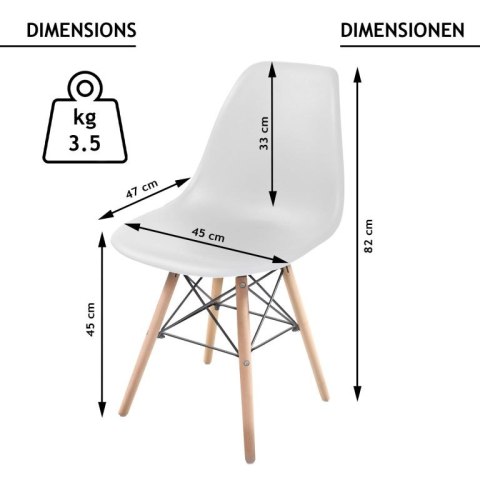 Zestaw krzeseł do jadalni z plastikowym siedziskiem, 2 sztuk