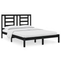 Rama łóżka, czarna, lite drewno sosnowe, 135x190 cm, podwójna