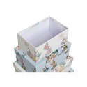 Zestaw pudełek do łączenia w organizer DKD Home Decor Niebieski Biały Kvety Karton (43,5 x 33,5 x 15,5 cm)