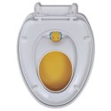 Biało-żółta, wolnoopadająca deska WC, dla dzieci i dorosłych