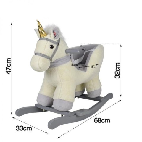 Pluszowy jednorożec na biegunach, 68 x 33 x 47 cm