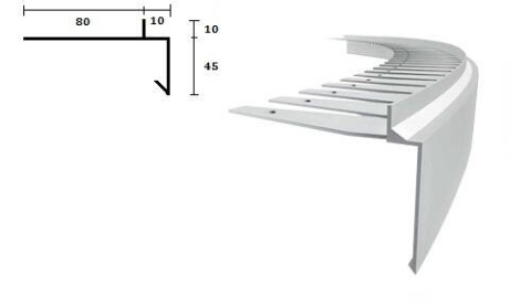 Profil aluminiowy balkonowy łukowy PRIAMY/FLEXI 2,5m szary RAL7035 Profil aluminiowy balkonowy łukowy PRIAMY/FLEXI 2,5m szary RAL7035