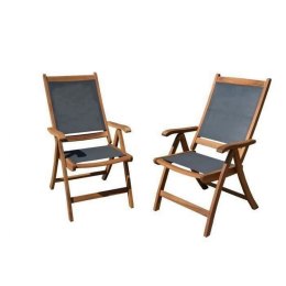 Fotel ogrodowy Drewno akacjowe Materiałowy Szary (2 Sztuk) (59 x 45,5 x 75,5 cm)