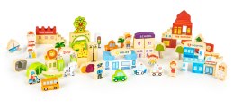 Drewniane klocki edukayjne miasto zoo 120 el. ECOTOYS