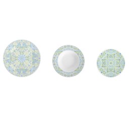 Zestaw Obiadowy DKD Home Decor Niebieski Kolor Zielony Niebieskie / Zielone Porcelana Arabia 18 Części