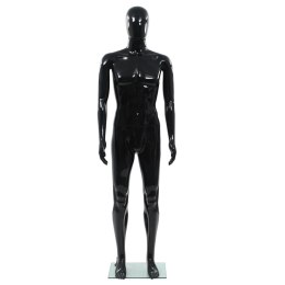 Manekin męski ze szklaną podstawą, czarny, błyszczący, 185 cm