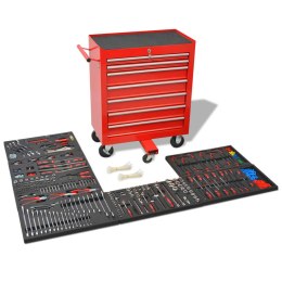 Wózek warsztatowy z 1125 narzędziami, stalowy, czerwony