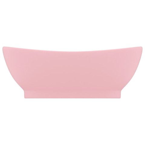Owalna umywalka z przelewem, matowy róż, 58,5x39 cm, ceramika Owalna umywalka z przelewem, matowy róż, 58,5x39 cm, ceramika