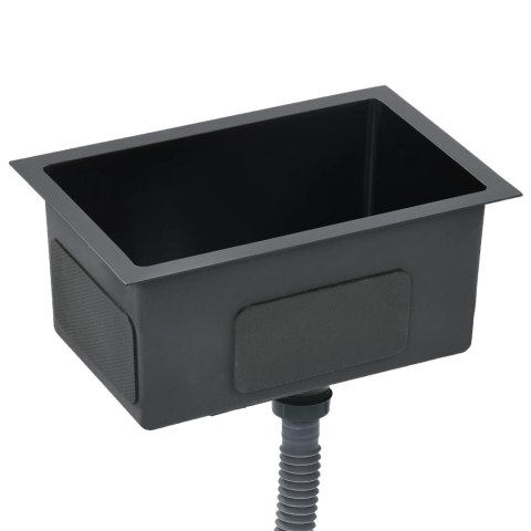 Ręcznie robiony zlew kuchenny, sitko, czarny, stal nierdzewna