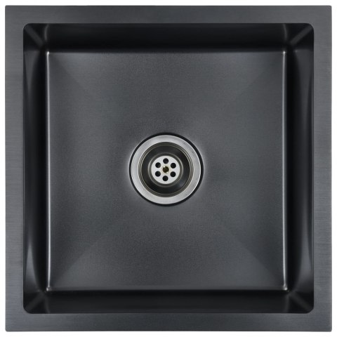 Ręcznie robiony zlew kuchenny, sitko, czarny, stal nierdzewna