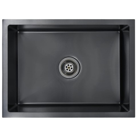 Ręcznie robiony zlew kuchenny, sitko, czarny, stal nierdzewna