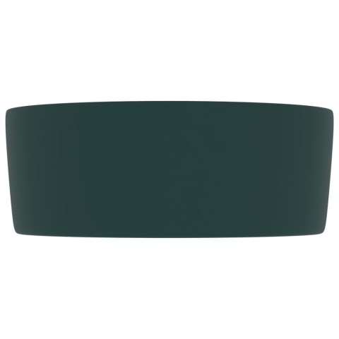 Luksusowa, okrągła umywalka, matowa ciemna zieleń, 40x15 cm Luksusowa, okrągła umywalka, matowa ciemna zieleń, 40x15 cm