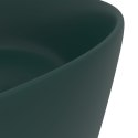 Luksusowa, okrągła umywalka, matowa ciemna zieleń, 40x15 cm