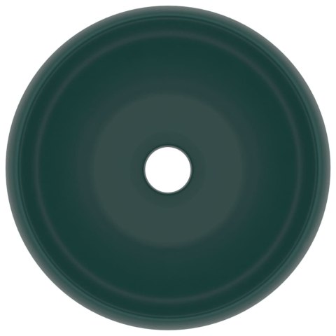 Luksusowa, okrągła umywalka, matowa zieleń, 40x15 cm, ceramika